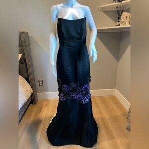 Zang Toi Black gown with Blue Accents